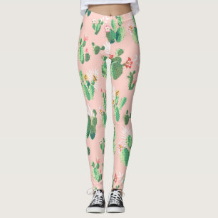 Leggings fleur de cactus rose