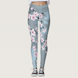 Leggings  Fleur de cerisier bleu rose pâle