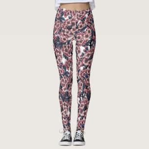 Leggings Fleur de cerisier rose et bleu