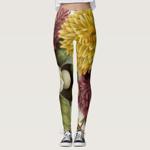 Leggings Fleur de chrysanthème mère florale