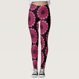 Leggings Fleur de fantaisie rose lumineuse   Fleur néon abs