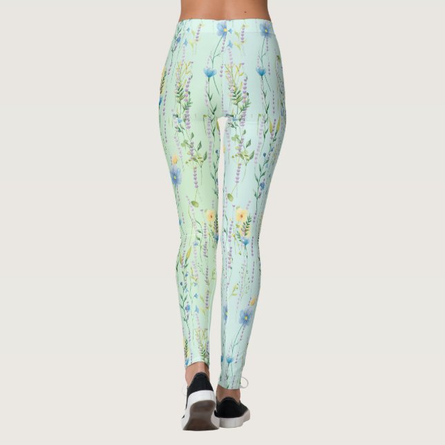Leggings Fleur de flore rustique du dégradé de l'aquarelle (Dos)