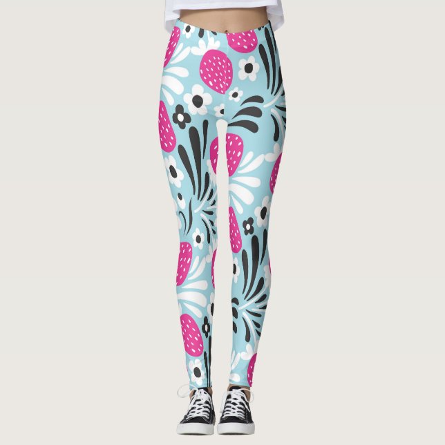 Leggings Fleur de fraise : Berry Rose Sans Seamless. (Devant)
