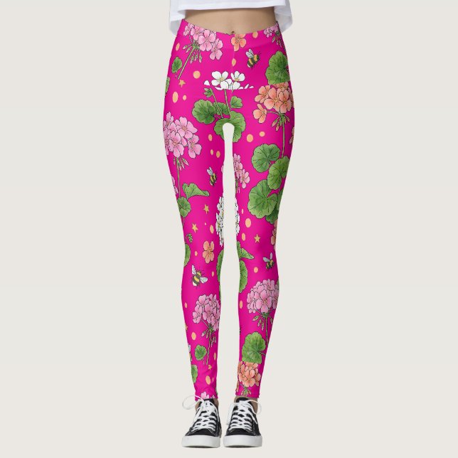 Leggings Fleur de géranium (Devant)