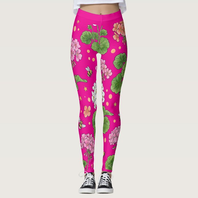 Leggings Fleur de géranium (Devant)