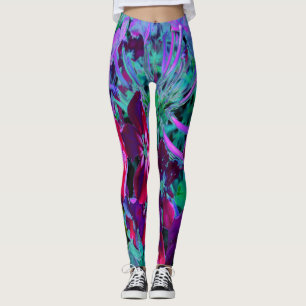 Leggings Fleur de jardin rouge, violet et rose