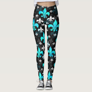 Leggings Fleur De Lis Blanc Bleu