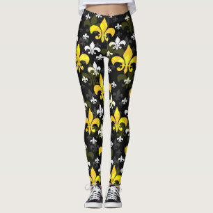 Leggings Fleur De Lis Blanc Jaune