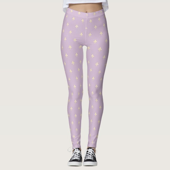 Leggings Fleur de Lis Latte Lilac (Devant)
