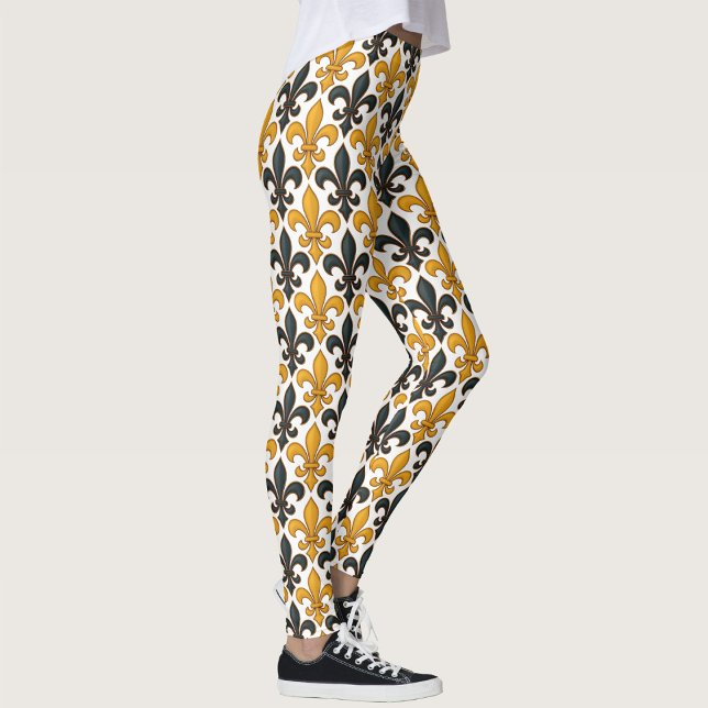 Leggings Fleur de lis Motif de couleur noire jaune (Créateur téléchargé)