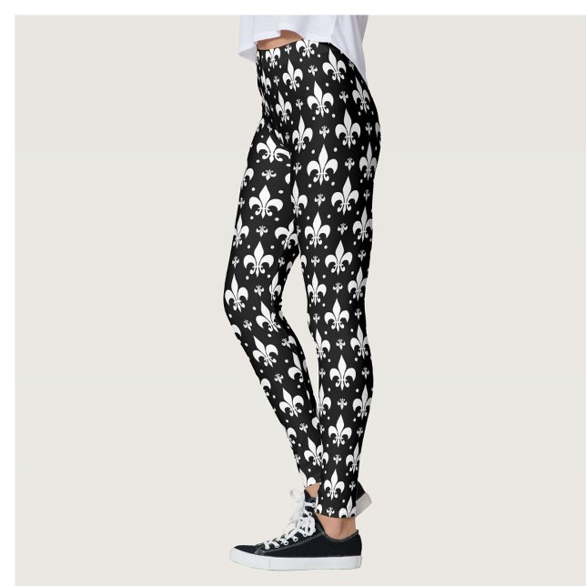 Leggings Fleur de lis noir design Motif (Créateur téléchargé)