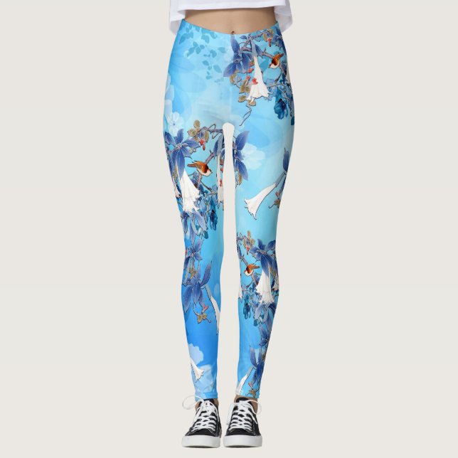 Leggings Fleur de lune aquarelle illustrée (Devant)