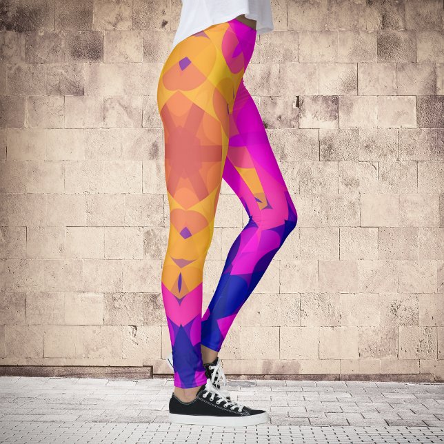 Leggings Fleur de Mandala jaune rose et bleu (Créateur téléchargé)