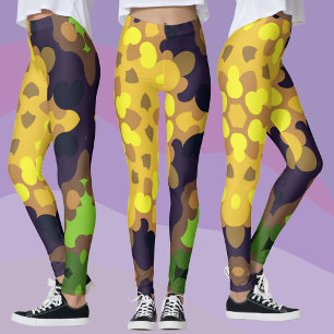 Leggings Fleur de Mandala jaune violet et vert