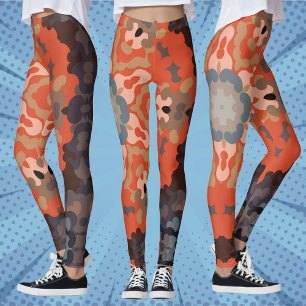 Leggings Fleur de Mandala rétro bleu orange et bronze