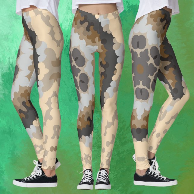 Leggings Fleur de Mandala rétro Brown et Tan (Créateur téléchargé)