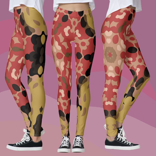 Leggings Fleur de Mandala Retro rouge et Brown (Créateur téléchargé)
