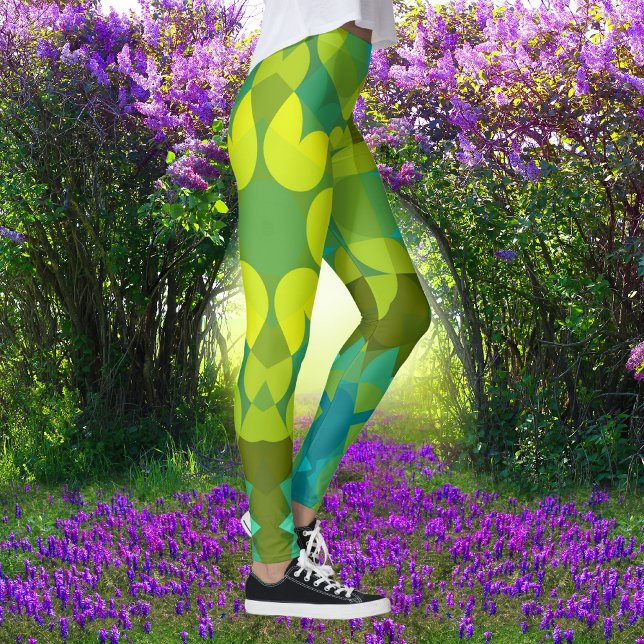 Leggings Fleur de Mandala vert jaune et bleu (Créateur téléchargé)