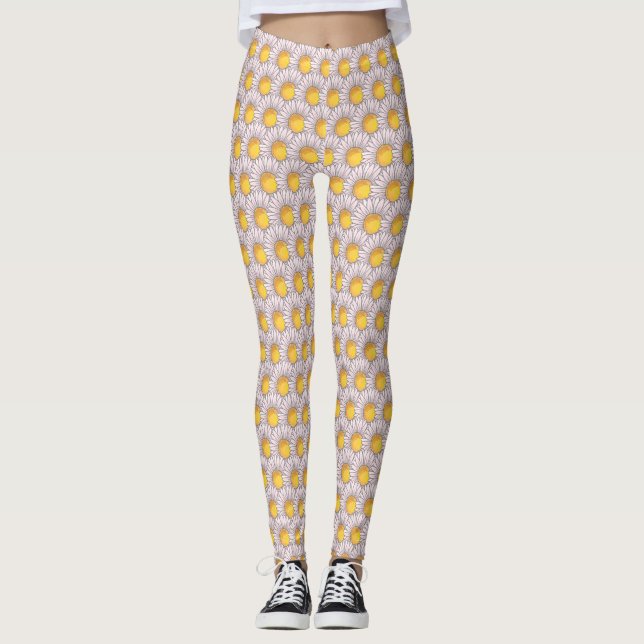 Leggings Fleur de marguerite, sauvage Boho, cadeau d'été (Devant)