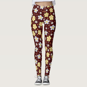 Leggings Fleur de marguerites. Jaune et rose D Rouge BG