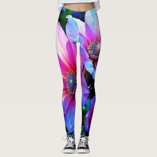 Leggings Fleur de néon fleur design de lumière magique