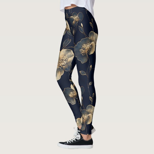 Leggings Fleur de pavot doré (Gauche)