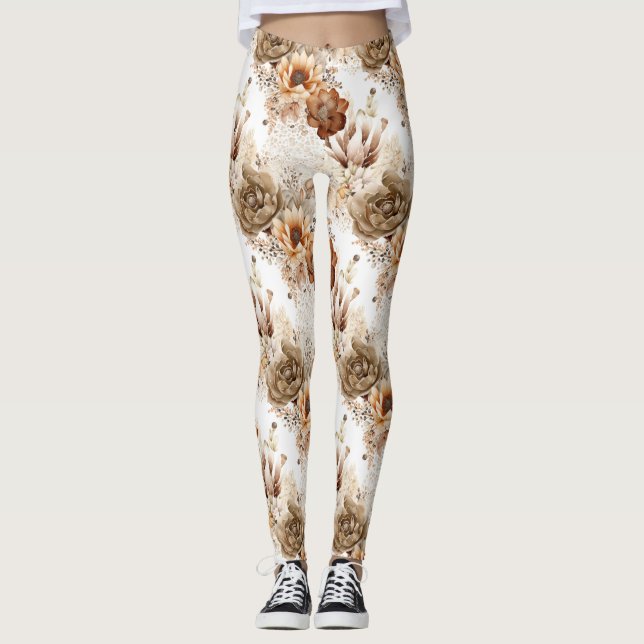 Leggings Fleur de Sud-Ouest Crème Marron Occidental (Devant)