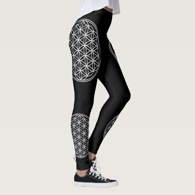 Leggings Fleur de vie / Blume des Lebens - blanc solide (Droite)
