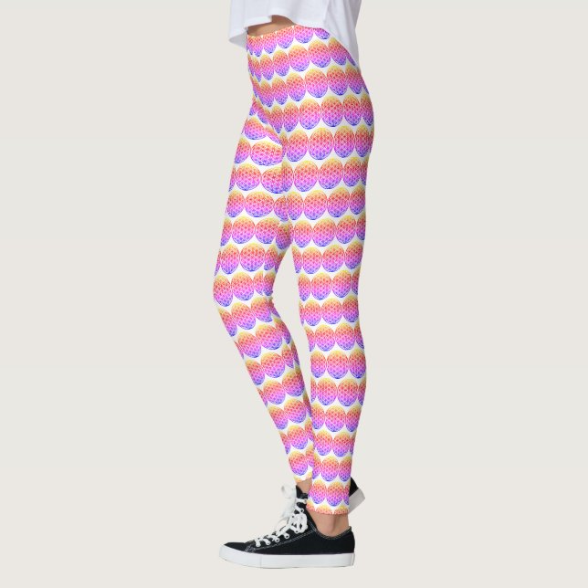 Leggings Fleur de vie colorée - motif rose (Gauche)