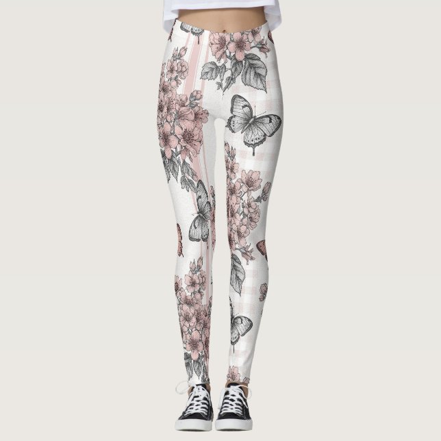 Leggings Fleur d'élégant papillon (1) (Devant)