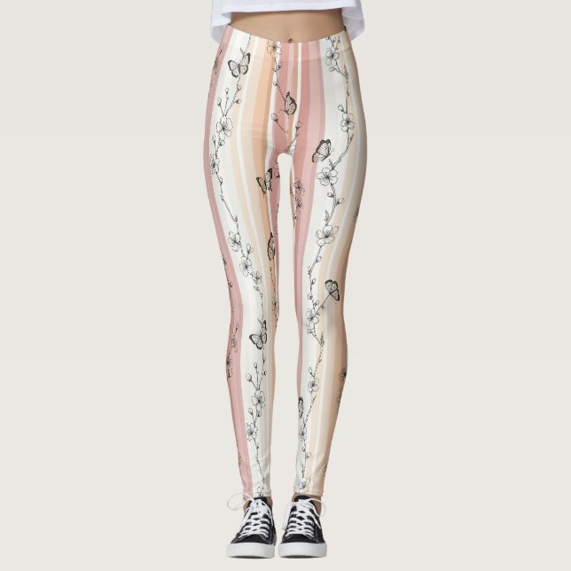 Leggings Fleur d'élégant papillon (12) (Devant)