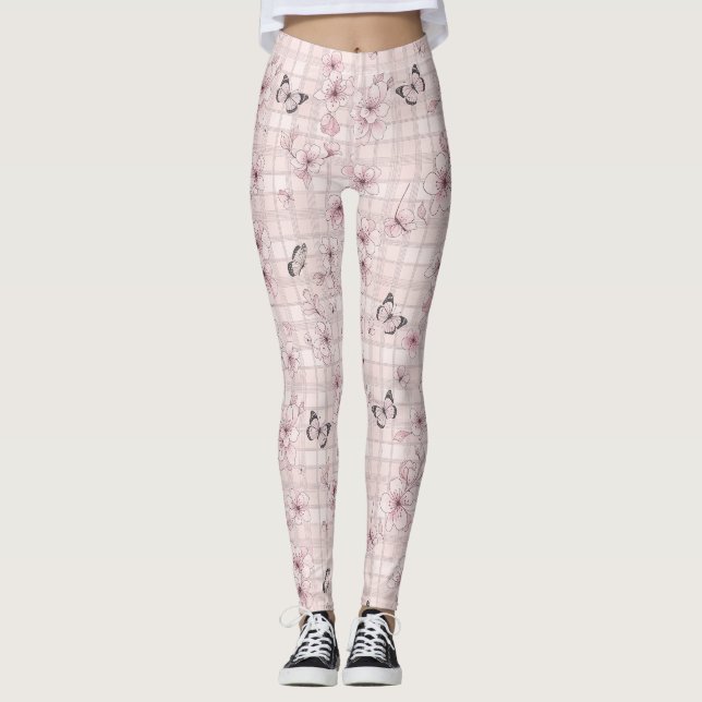 Leggings Fleur d'élégant papillon (4) (Devant)