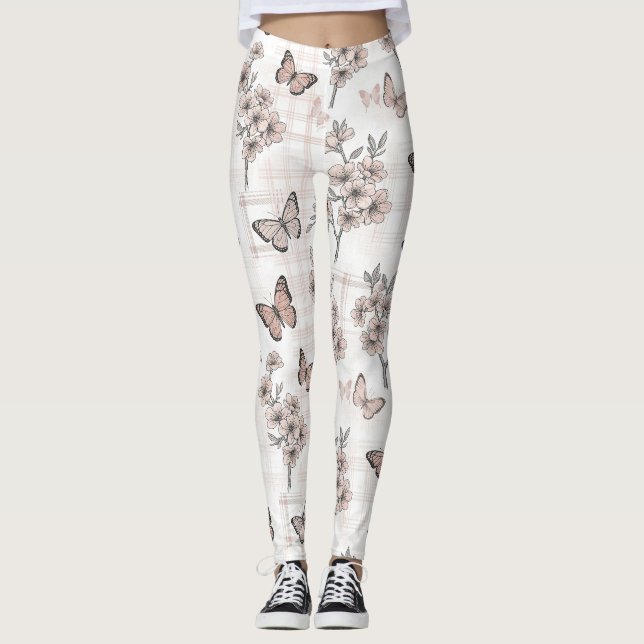 Leggings Fleur d'Élégant Papillon (6) (Devant)