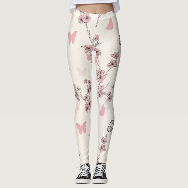 Leggings Fleur d'Élégant Papillon (9) (Devant)