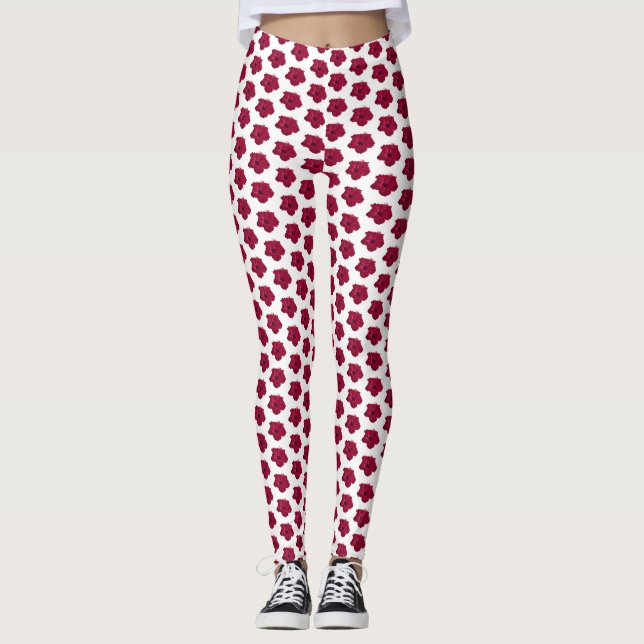 Leggings Fleur d'Hibiscus rouge (Devant)