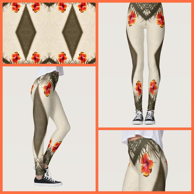 Leggings Fleur d'Hibiscus Vibrations Tropicales Florales (Créateur téléchargé)