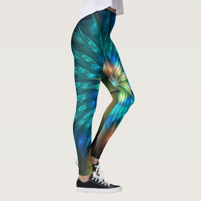 Leggings Fleur d'Imaginaire lumineux, Fractale Abstraite co (Droite)