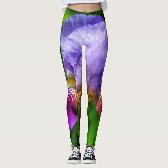 Leggings Fleur d'iris violet et jaune vif (Devant)