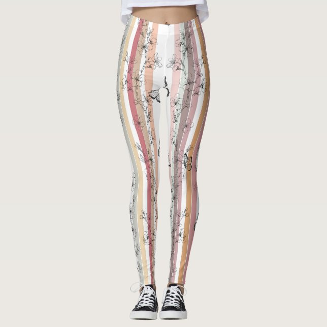 Leggings Fleur Élégante de Papillon (10) (Devant)