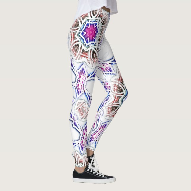 Leggings Fleur en texture plâtre, ombre douce sur blanc (Droite)