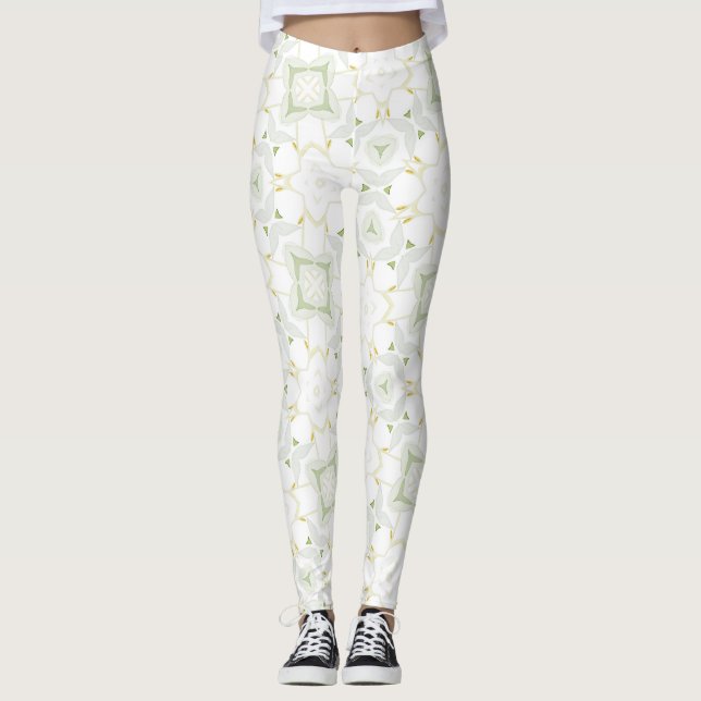 Leggings Fleur géométrique neutre douce (Devant)