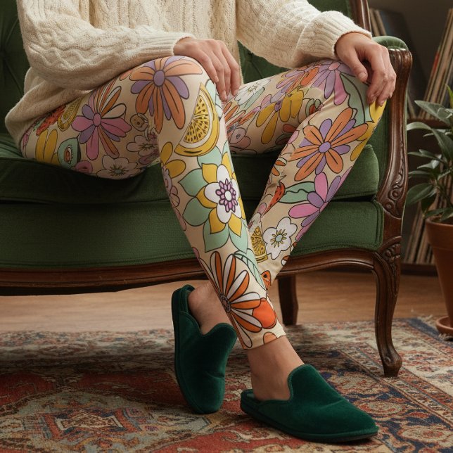 Leggings Fleur Groovy des années 70 ID929 (Créateur téléchargé)