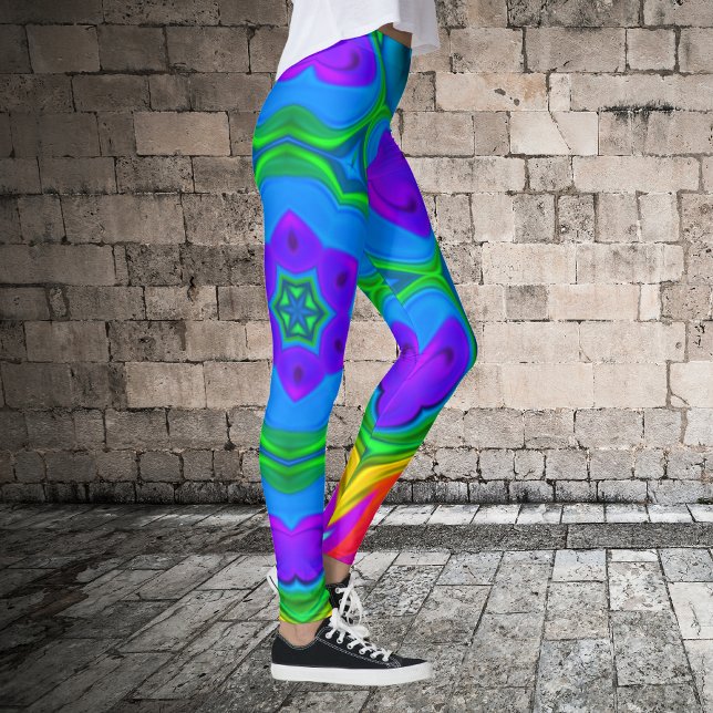 Leggings Fleur hippie psychédélique arc-en-ciel (Créateur téléchargé)