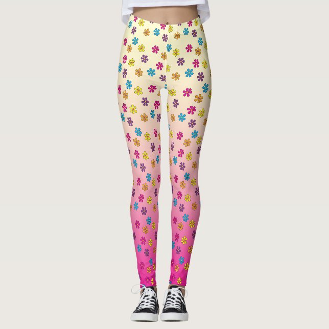 Leggings Fleur Hippie super douche rose fondu (Devant)
