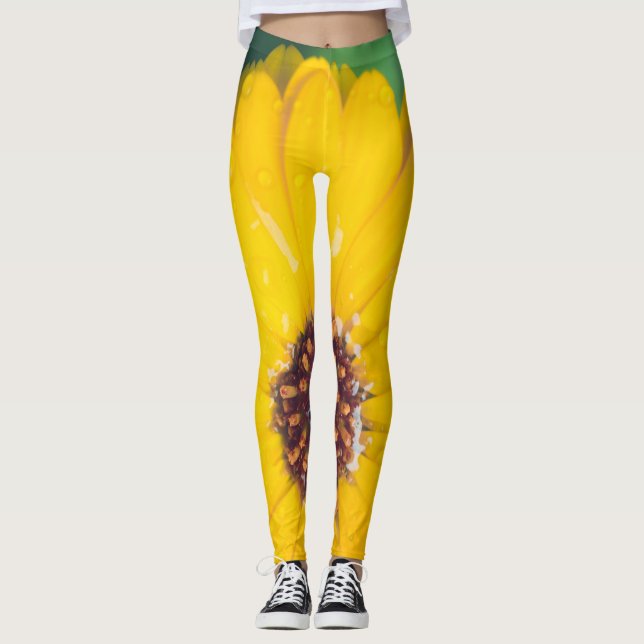 Leggings Fleur jaune brillant après la pluie (Devant)