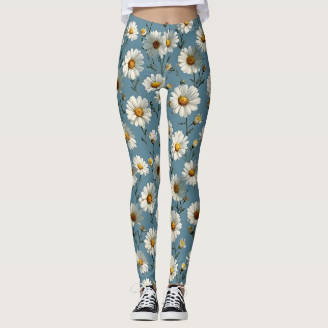 Leggings Fleur marguerite en bleu incomparable (Devant)