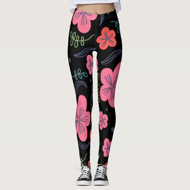 Leggings Fleur motif coloré belle (Devant)
