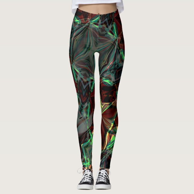 Leggings Fleur numérique aux teintes métalliques ou cristal (Devant)