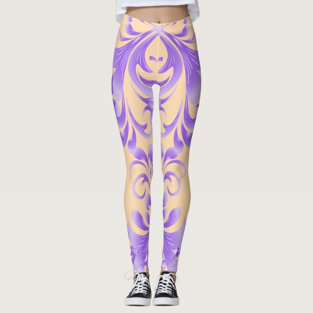 Leggings Fleur océanique : Harmonie violette / Art élégant (Devant)