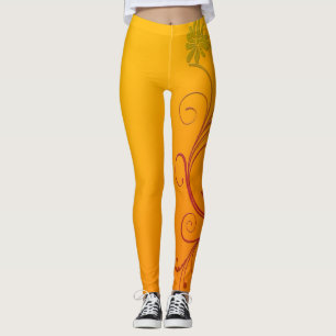 Leggings Fleur orange